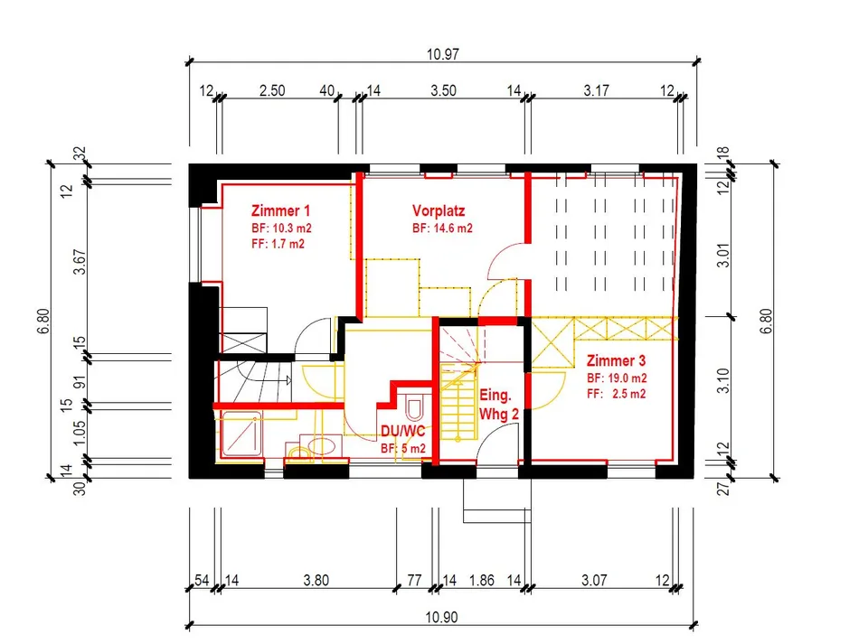 Vivere sul ruscello, costruzione nuova di tipo loft in un edificio antico; Vivere su due piani