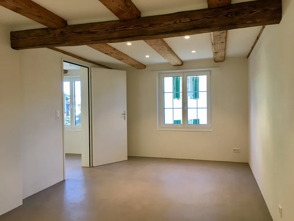Vivere sul ruscello, costruzione nuova di tipo loft in un edificio antico; Vivere su due piani