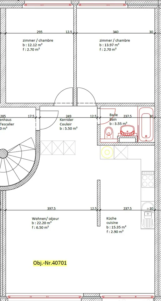 App. 3.5 pièces rez-de-chaussée / 3.5-Zimmerwohnung im Hochparterre – Foto 6 von 6