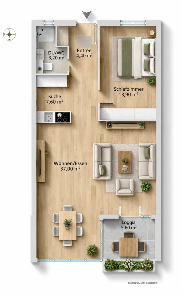 Helle, stilvoll renovierte 2½-Zimmer-Wohnung mit Loggia in Stallikon