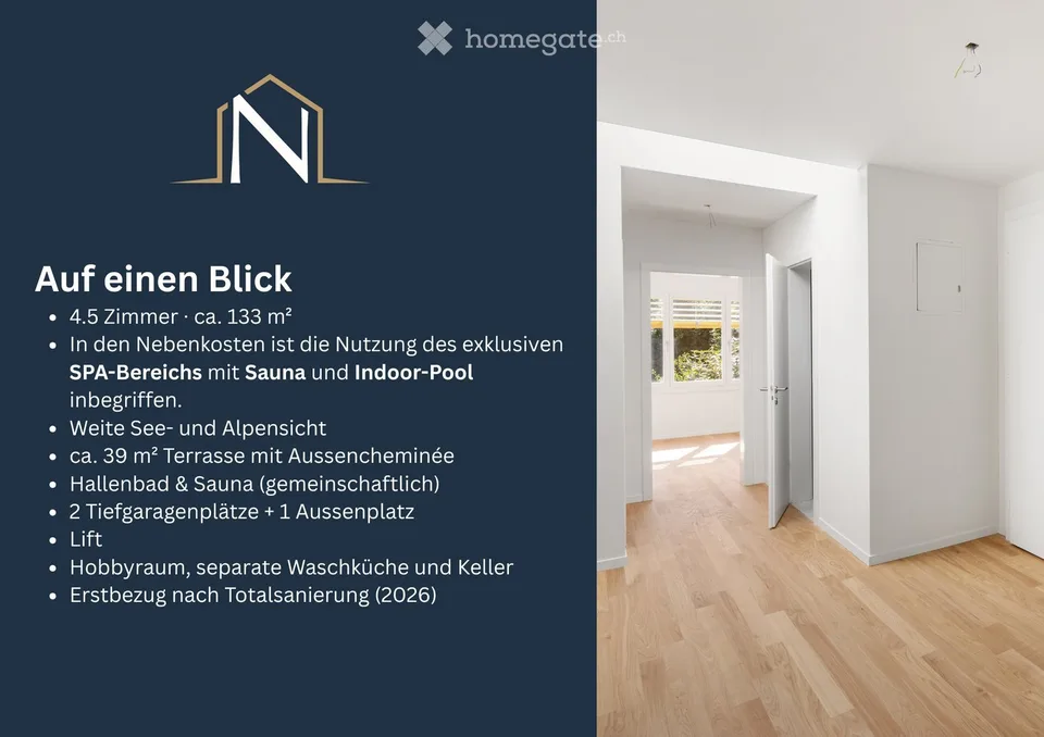 Erstbezug nach Totalsanierung – 4.5-Zimmer-Wohnung mit See- und Alpensicht