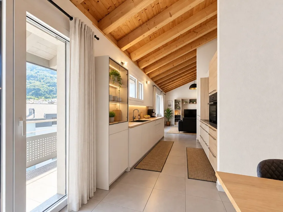 Dachwohnung mit 4,5 Zimmern und Bergblick – Foto 4 von 11