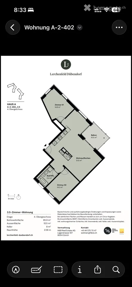 Moderne 3.5-Zimmer-Wohnung im Neubau in Dübendorf