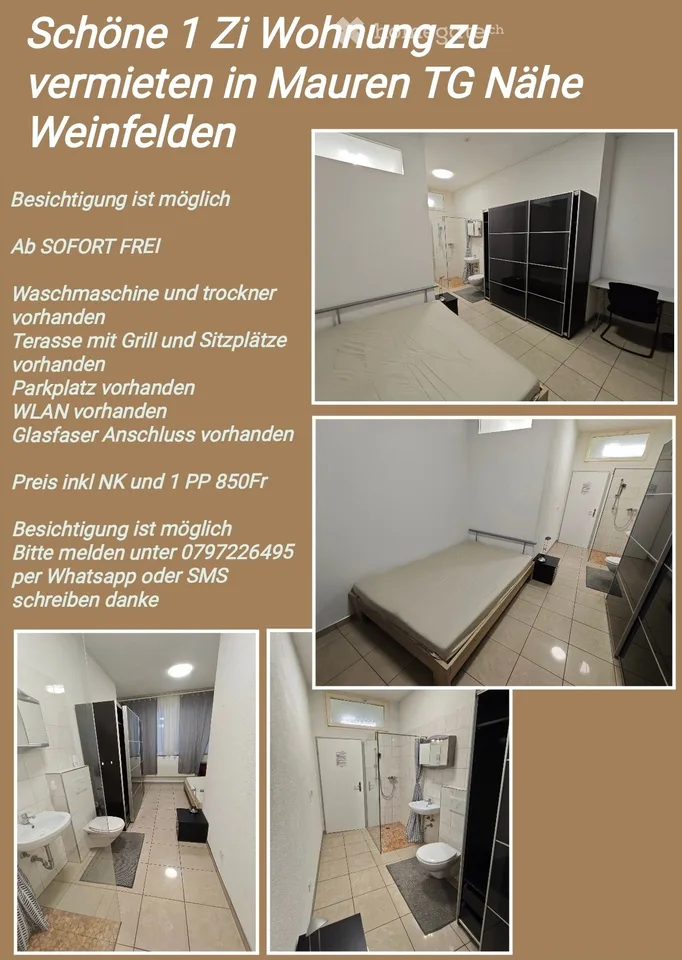 Ab SOFORT, Möbliert, 1 Zi Wohnung