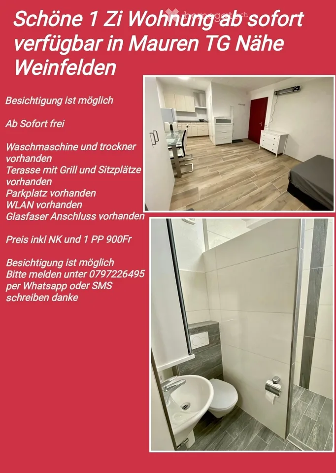 Ab SOFORT FREI möblierte 1 Zi Wohnung