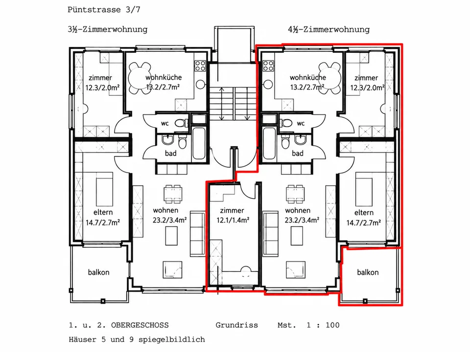 Appartamento luminoso 4.5 locali con balcone in posizione tranquilla – Oberweningen