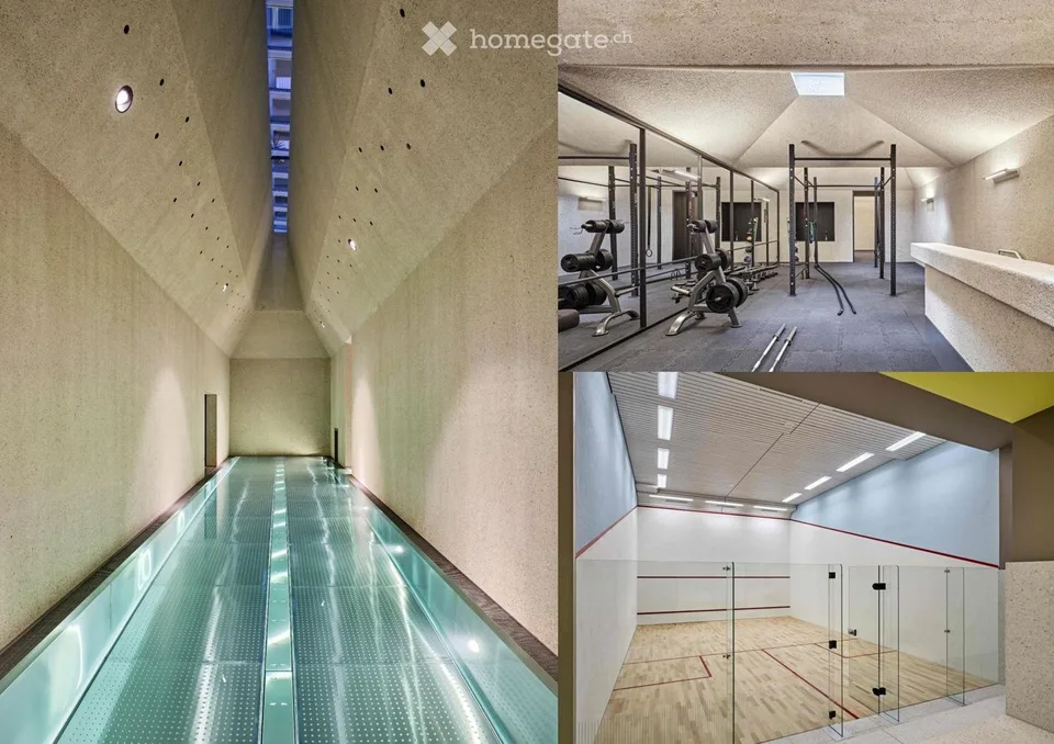 Modern 2.5-room apartment with pool, gym & rooftop terrace
