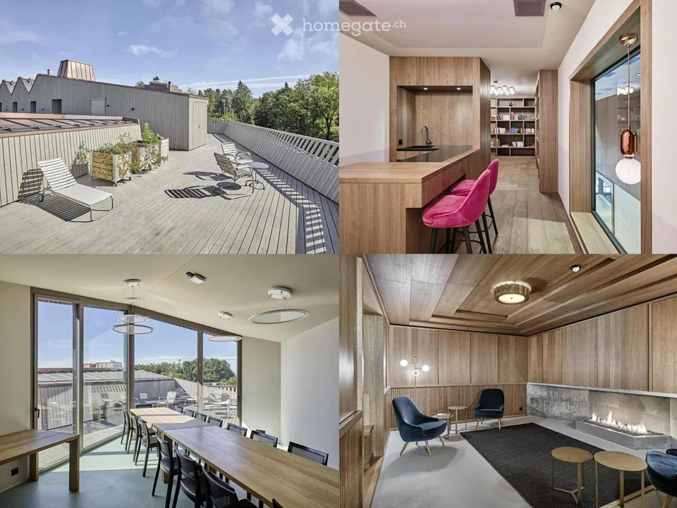 Modern 2.5-room apartment with pool, gym & rooftop terrace