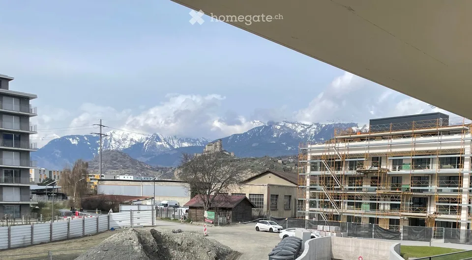 New 2.5-room apartment – southwest balcony, view of Valère Castle