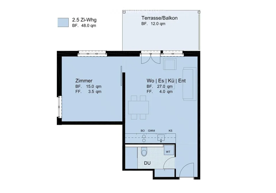 2.5-Room Apartment with Seating Area into the Green