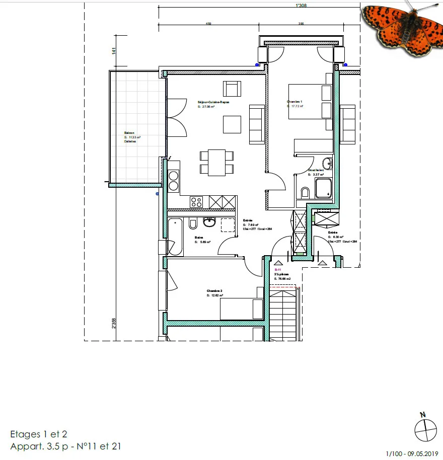 3½ rooms - With large balcony!