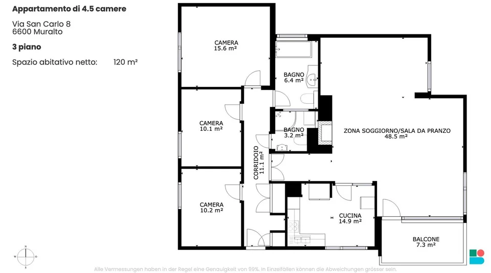 Appartement fantastique de 4,5 pièces avec vue à Muralto – photo 9 sur 9