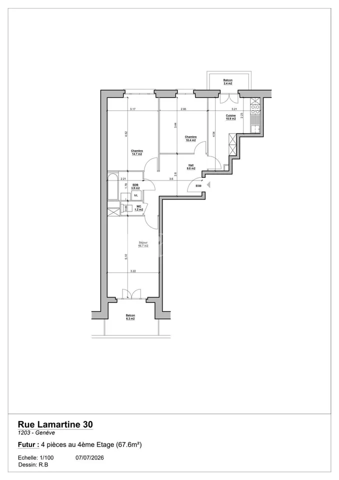 Vier-Zimmer-Wohnung im Charmilles/Servette-Viertel, nahe der UNO