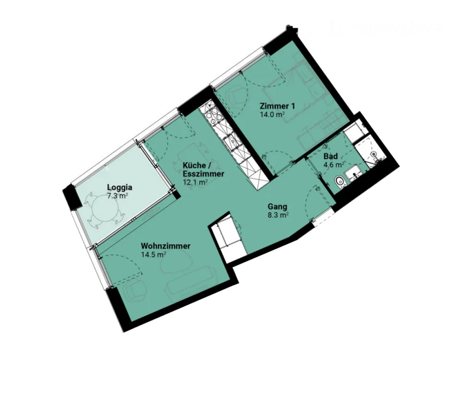 Moderne 2.5-Zimmer-Neubauwohnung im 9. Stock mit Loggia in Allschwil