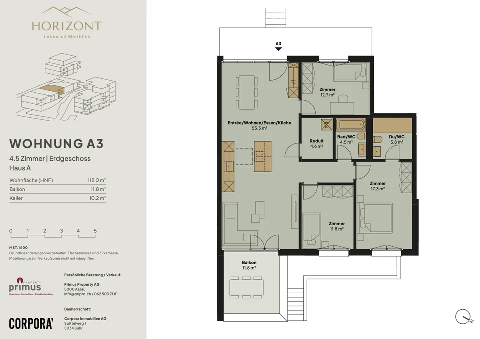 Appartamento moderno di 4,5 locali con balcone a Küttigen – Primo affitto!