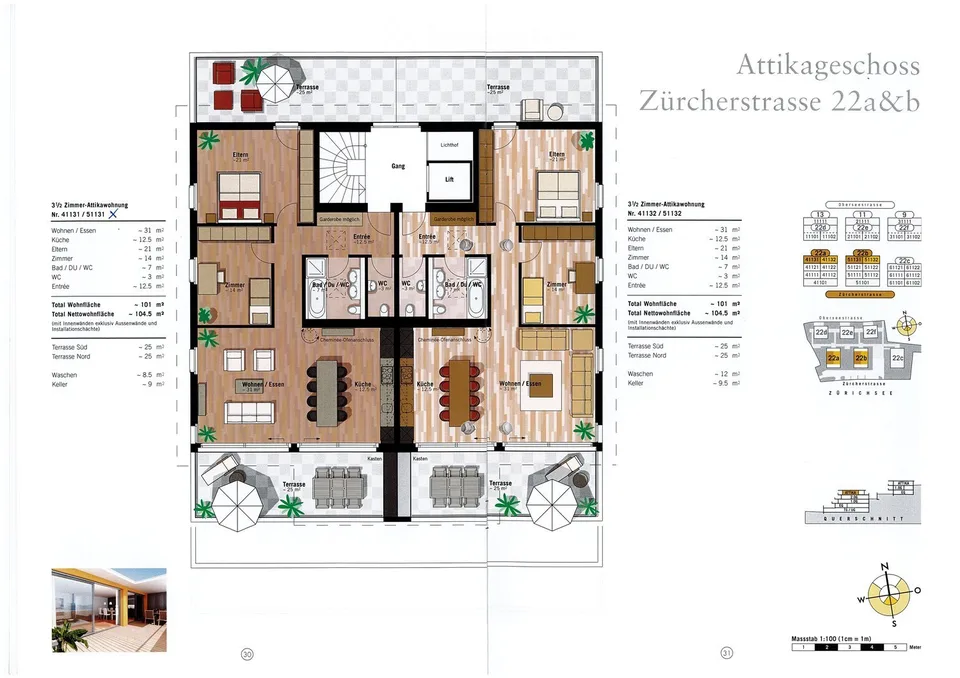 Charming 3.5-room attic apartment with 2 terraces in Schmerikon