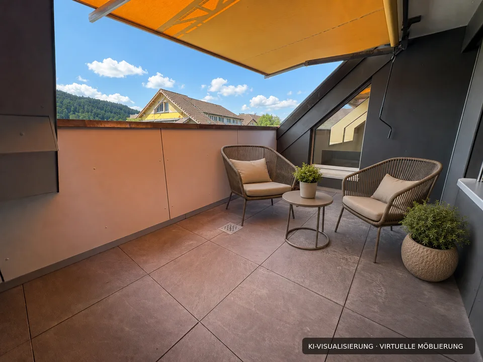 Appartement de 4,5 pièces rénové avec cheminée, ascenseur et vue panoramique