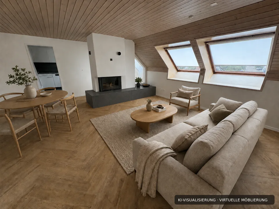 Appartement de 4,5 pièces rénové avec cheminée, ascenseur et vue panoramique