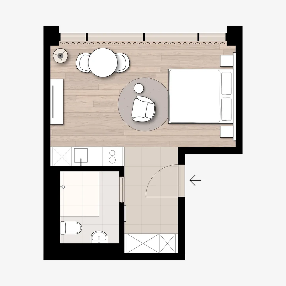 Studio Apartment - Barrierefrei möbiliert in Cham (Zug), Papieri-Areal