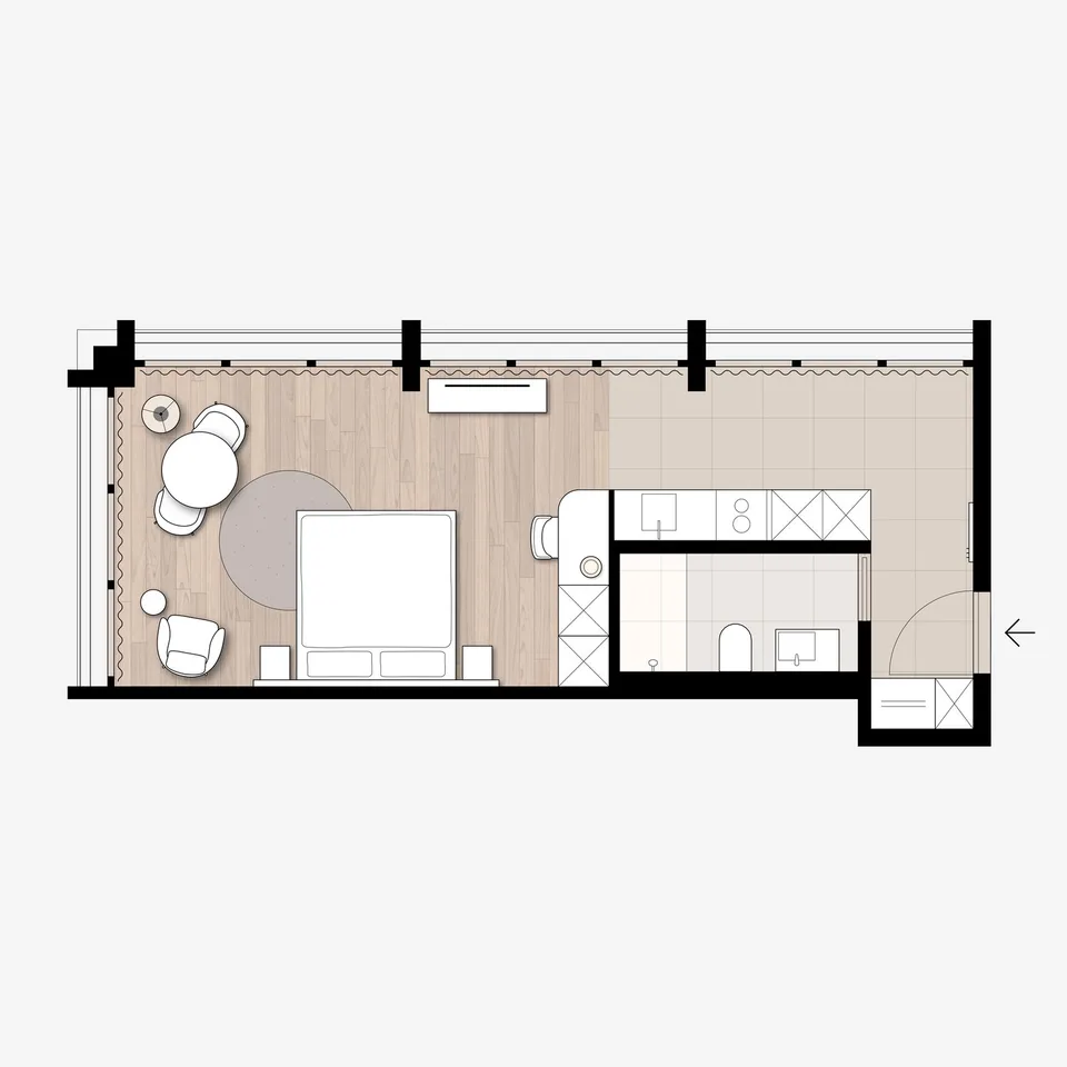 Studio Apartment Suite möbiliert in Cham (Zug), Papieri-Areal