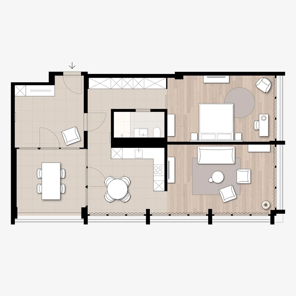 2-Zimmer Apartment Superior Suite möbiliert in Cham (Zug), Papieri-Areal