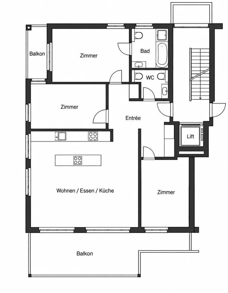 Appartamento moderno 4½ locali con balcone soleggiato e bella vista