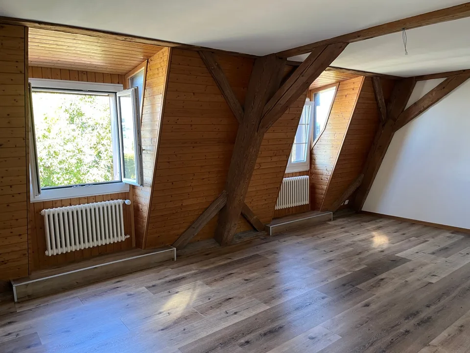 Charmant appartement de 1,5 pièces en mansarde avec vue sur le lac de Morat
