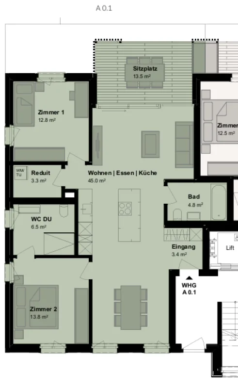 Grosszügige, moderne 3.5-Zimmer-Gartenwohnung zu vermieten