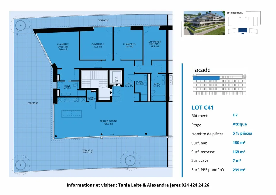 Einzigartig! 5.5-Zimmer-Dachgeschoss mit 180m2, das eine Dachterrasse von 168m2 mit Panoramablick auf den See und die Alpen bietet – Foto 13 von 13
