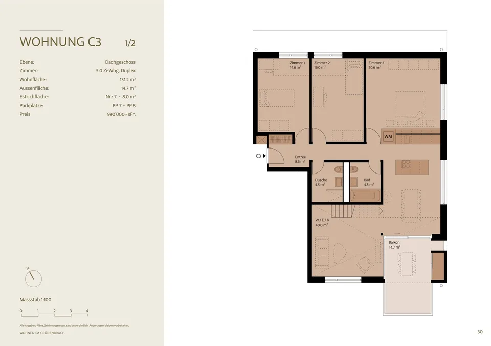 C3: Exklusive 5-Zimmer-Maisonette-Wohnung im Neubau in Scheuren – Foto 9 von 12