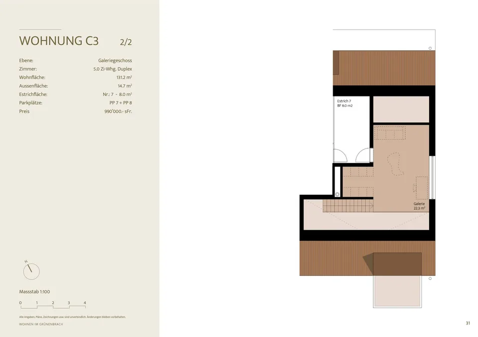 C3: Exklusive 5-Zimmer-Maisonette-Wohnung im Neubau in Scheuren – Foto 10 von 12