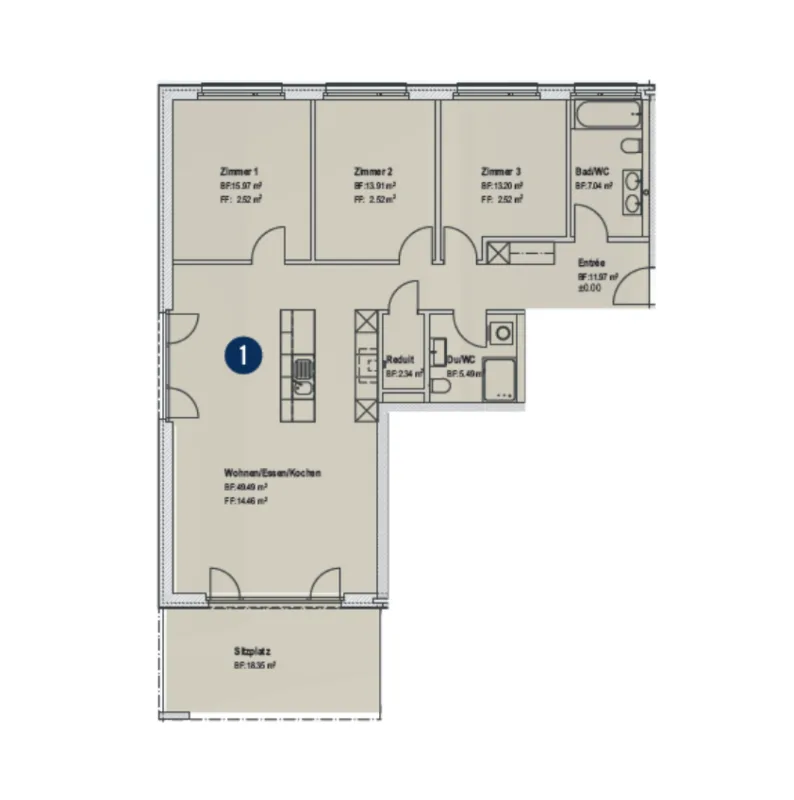 4.5 Zimmerwohnung im Erdgeschoss