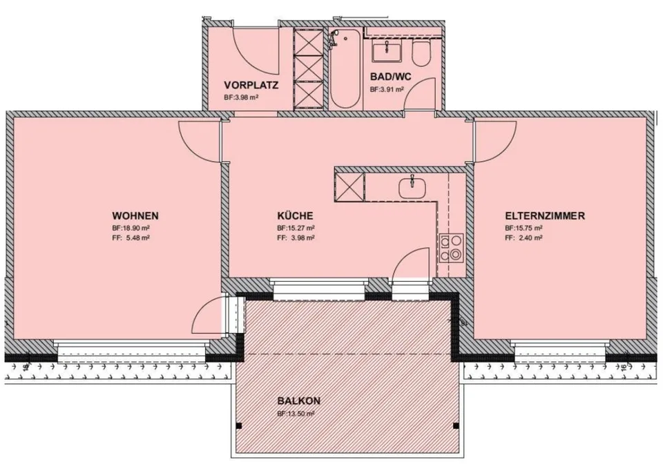 Appartement ensoleillé de 2,5 pièces avec balcon