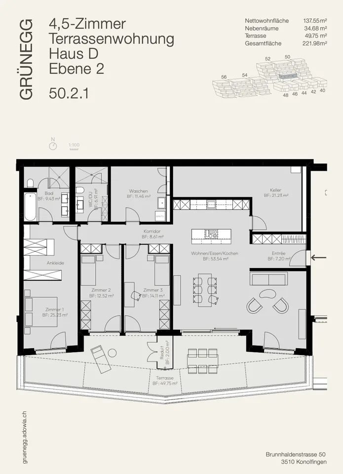 Grosszügig wohnen mit Weitblick - 4½-Zimmer Terrassenwohnung in der GRÜNEGG – Foto 3 von 5