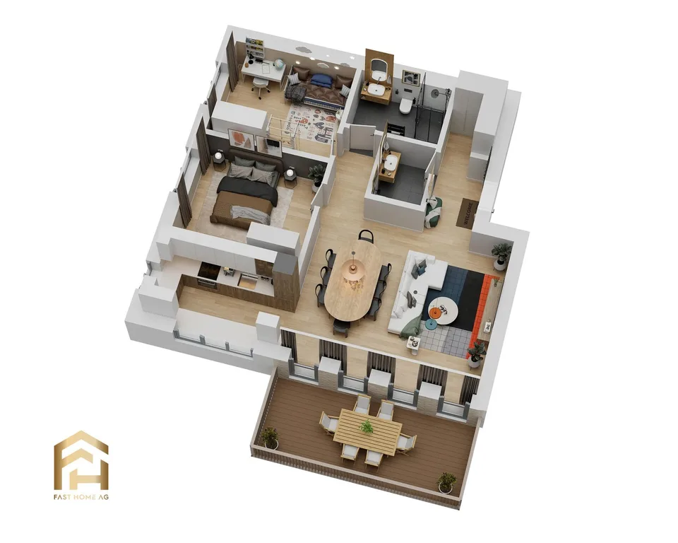 Appartement 3,5 pièces avec balcon sud-ouest au rez-de-chaussée – photo 10 sur 13
