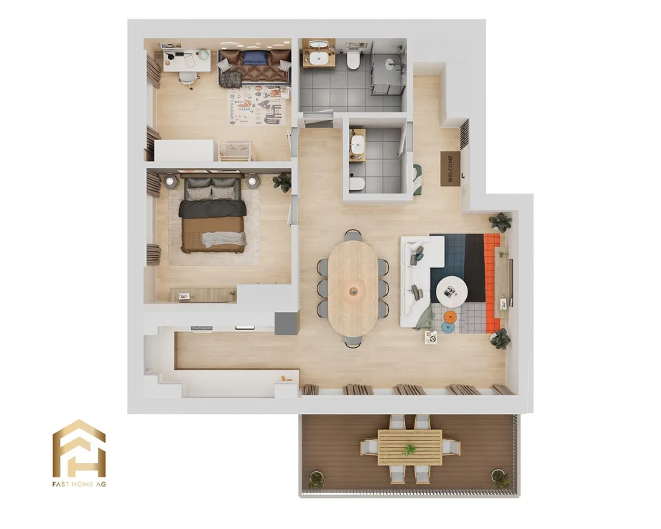 Appartement 3,5 pièces avec balcon sud-ouest au rez-de-chaussée – photo 7 sur 13