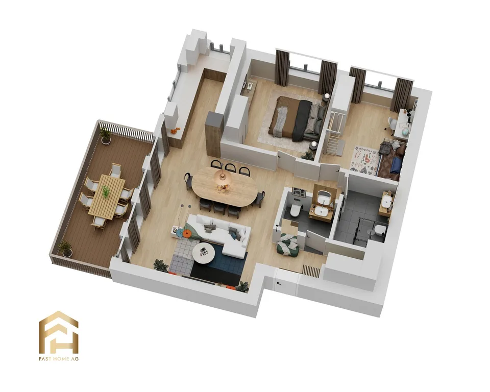 Appartement 3,5 pièces avec balcon sud-ouest au rez-de-chaussée – photo 11 sur 13