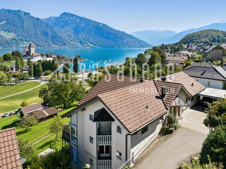 Vista mozzafiato e priva di ostacoli sulla baia di Spiez, le montagne e il lago! – foto 8 di 9