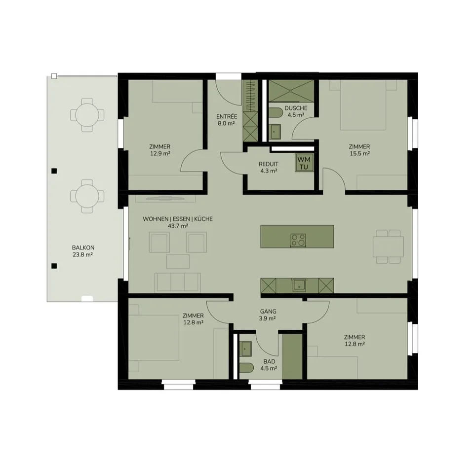 5.5-Zimmer-Wohnung mit grossem Balkon in Suhr kaufen – Foto 6 von 7
