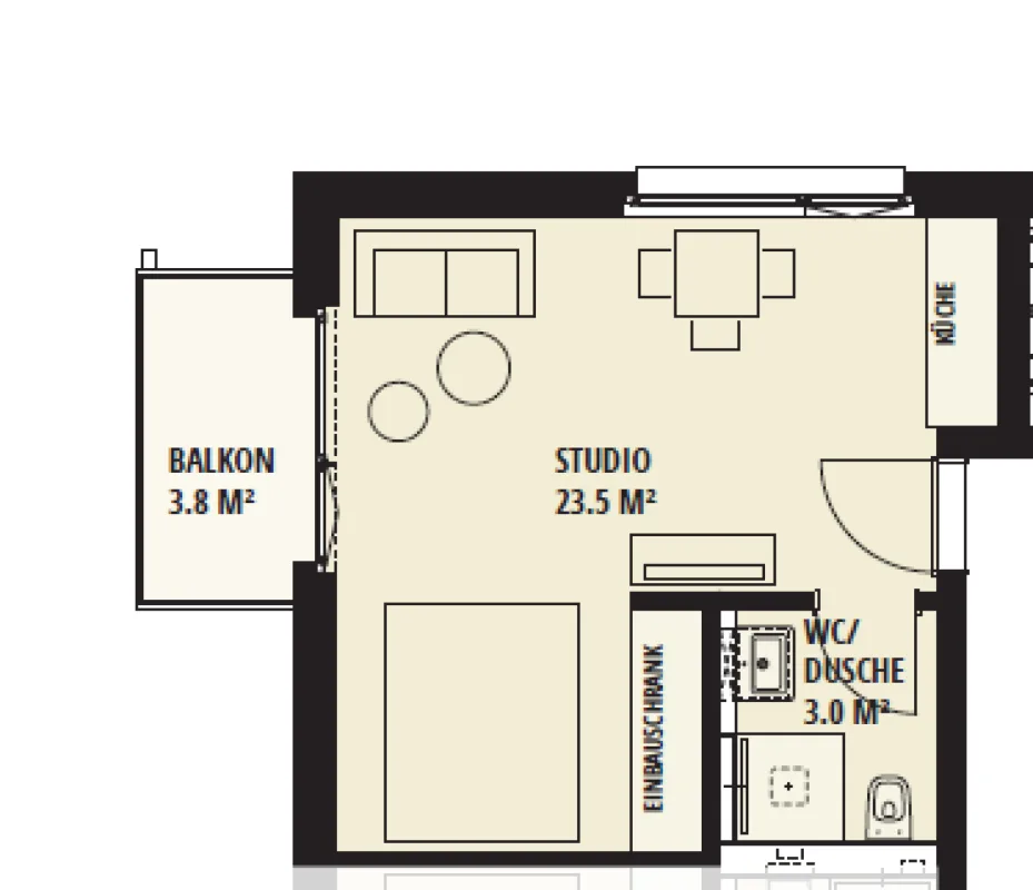 Appartement meublé de 1,5 pièces au cœur d'Oerlikon – photo 5 sur 6
