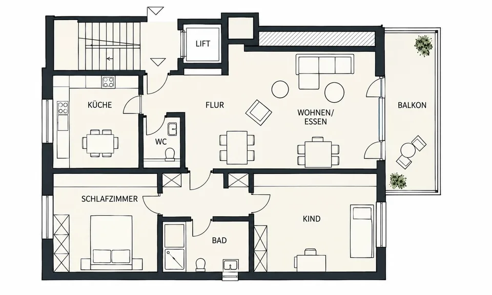 Charmant appartement 3.5 pièces avec balcon – photo 7 sur 7