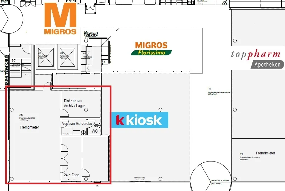 Ladenfläche mit ca. 125m² in Shopping Center - Migros Gelterkinden – Foto 8 von 8