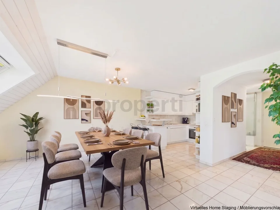 Panoramic view of St. Gallen with gallery, fireplace, and private laundry tower – photo 2 of 11