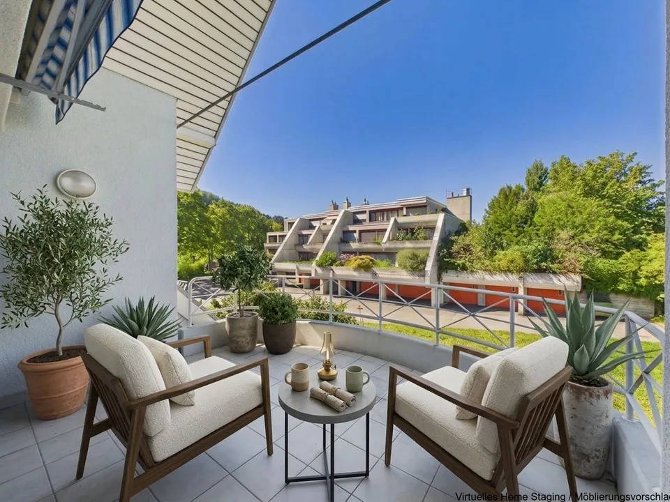 Panoramic view of St. Gallen with gallery, fireplace, and private laundry tower – photo 5 of 11