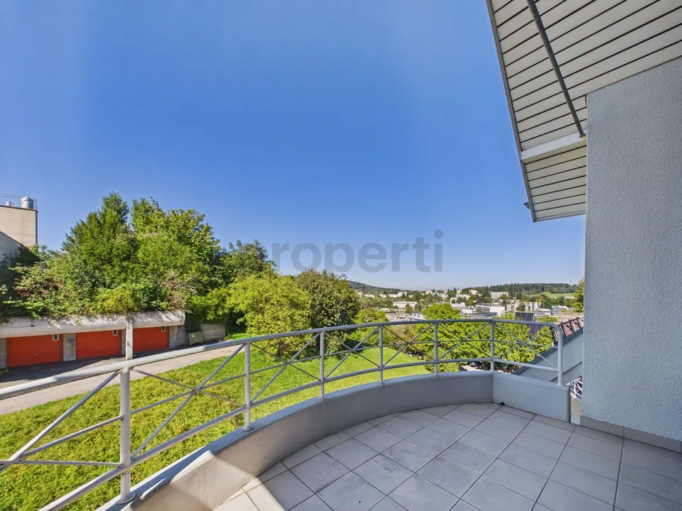 Panoramic view of St. Gallen with gallery, fireplace, and private laundry tower – photo 6 of 11