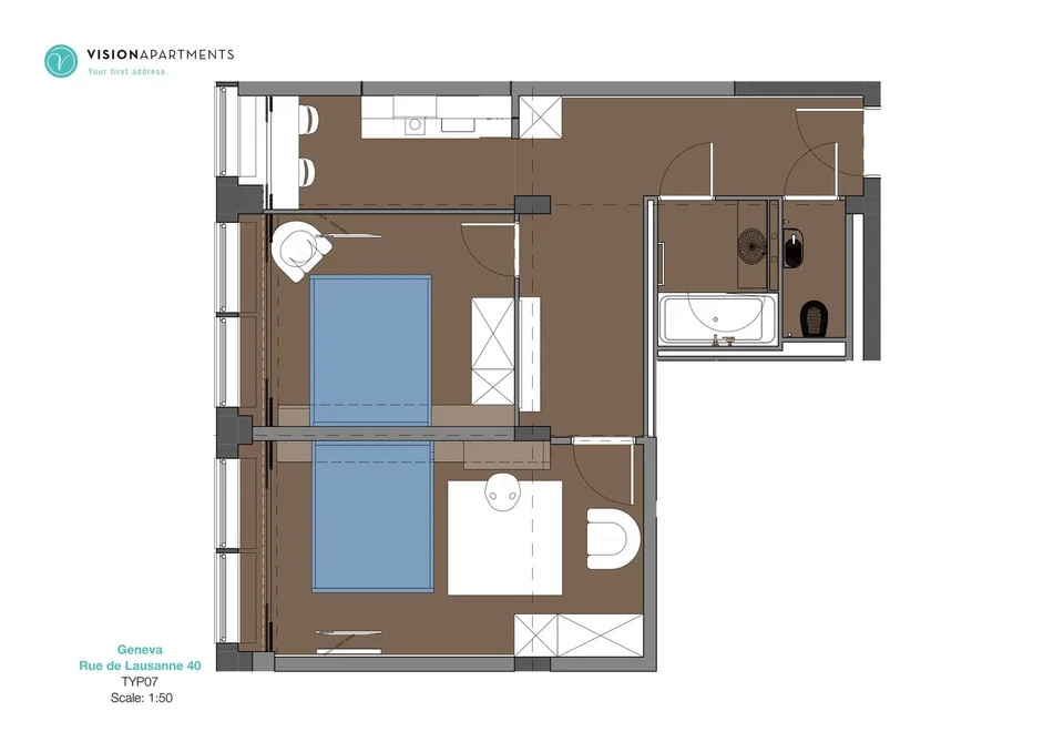 Ampio appartamento di 3 locali (2 camere da letto) nel centro di Ginevra – foto 5 di 6