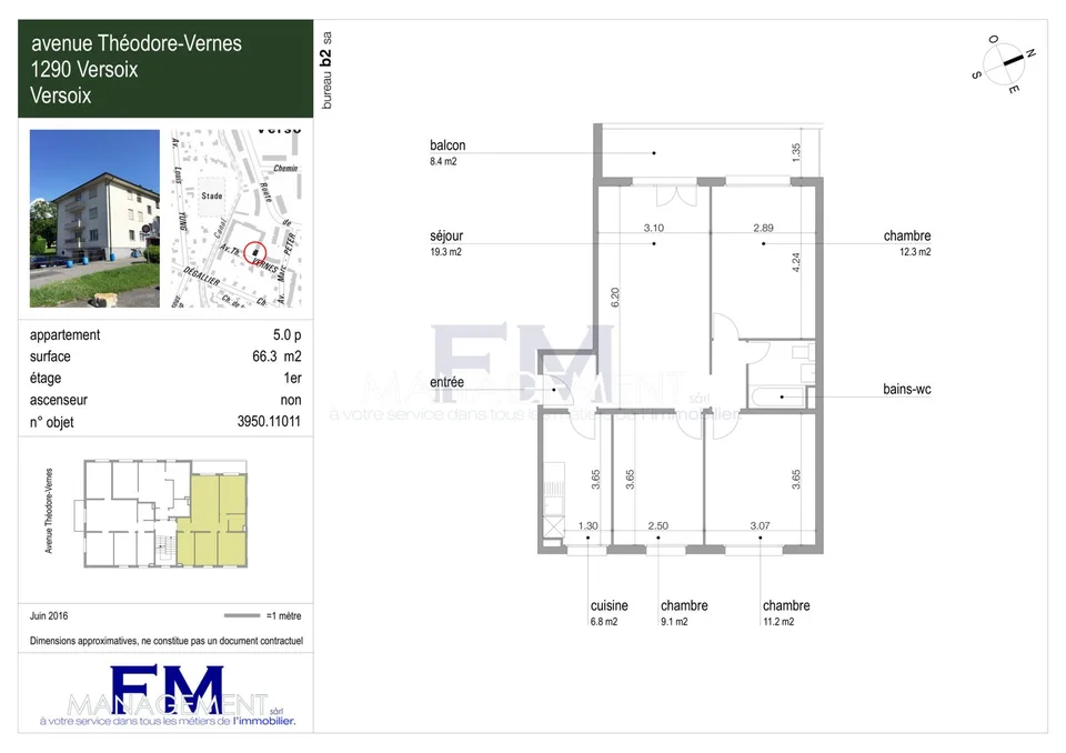 Avenue Théodore-Vernes ? 4,5 pièces d'env. 66 m² au 1er étage – photo 3 sur 3