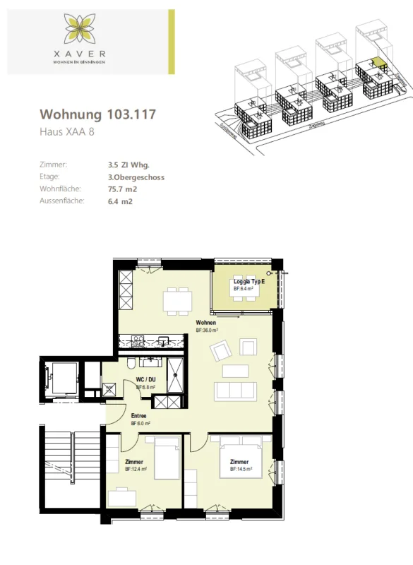 Xaver-Areal, Binningen - appartement 3 1/2 pièces moderne à louer Copie – photo 11 sur 12