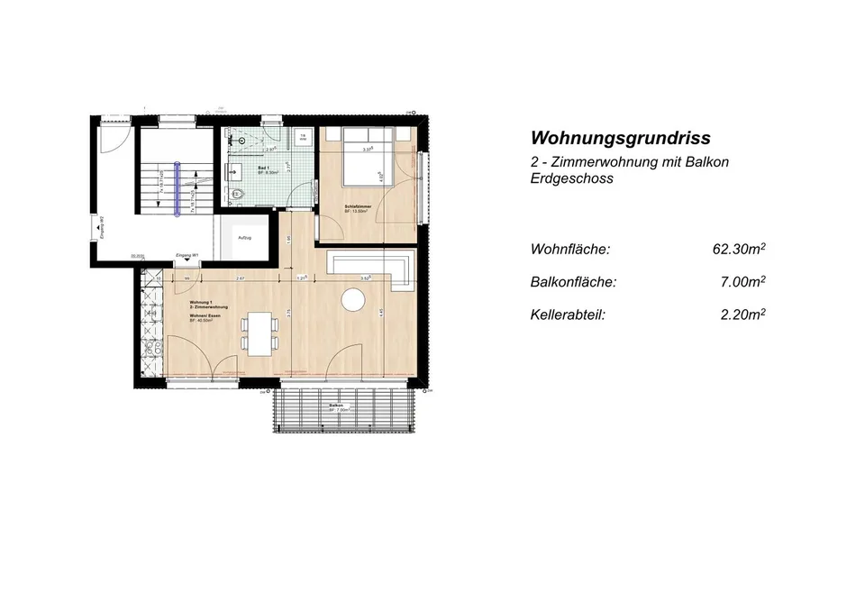 2-Zi Neubauwohnung mit Balkon - W1 – Foto 3 von 3