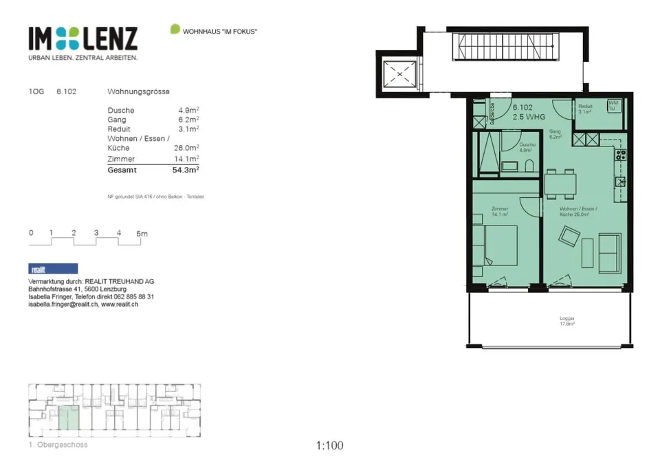 Moderne 2.5-Zimmer-Wohnung in unmittelbarer Bahnhofsnähe – Foto 6 von 6
